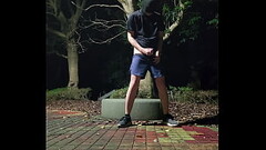 青年が野外で目隠しオナニー Thumb