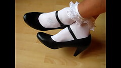 black leather pumps and frilly socks, shoeplay by Isabelle-Sandrine Thumb