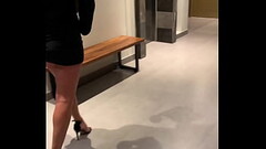 My milf hotwife shows her ass and pussy in voyeur hotel walk at resort. Thumb