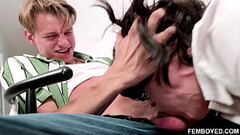 What a great scene! Leo Louis and his massive cock fucking Tootsy'_s femboy ass against a chair  Thumb