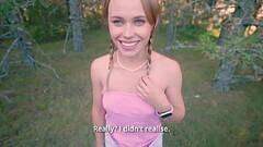Fucking my stepsister'_s pussy in nature because I got a hard-on at the sight of her naked ass Thumb