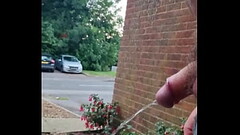 Chubby Gay Guy taking a risky piss outside Thumb