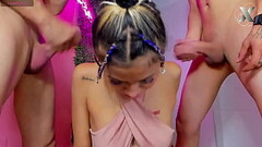 blonde gets her throat destroyed by two horny neighbors Thumb