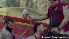 hairy hunk Teddy Torres takes cum from step dad and friend Thumb