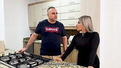I discover my stepsister fucking my step daddy in the kitchen and we end up having a family threesom Thumb