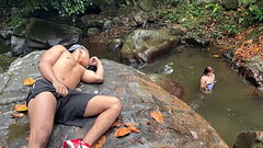 Fucked outdoors in the Rio Pance in Cali Colombia with a stranger who masturbates watching me - Cele Thumb