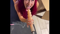 My Sex Machine fucks Deep Throat with Huge Dildo Teen Cat Girl, Sucking sex toy Hardcore Fetish Blow Thumb