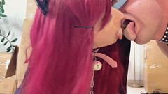 Hot passionately kisses with Teen sexy girl wich licks a neighbour'_s tongue Thumb