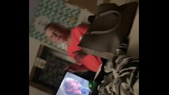 Stroking hard cock infront of her family Thumb