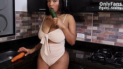 Gaby, the nympho, doesn'_t care if it'_s a vegetable... she wants to fuck her pussy with any Thumb